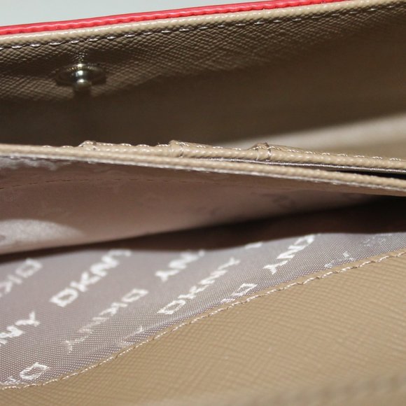 New DKNY Lipstick RED Ostrich Embossed Continental Wallet - Picture 7 of 9